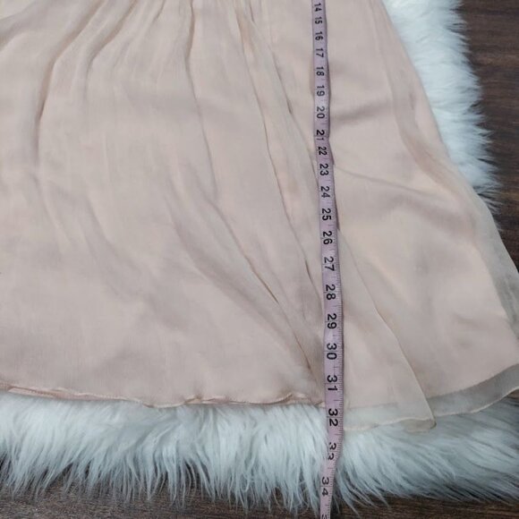 Amsale Wedding Whimsy Flirty Fit Flare Halter Blouson Silk Dress Blush Womens 10 - Picture 11 of 12